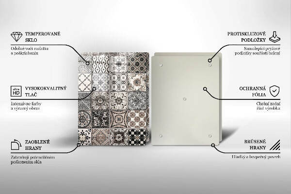 Kuchynská doska veľká zo skla Dekoratívne dlaždice