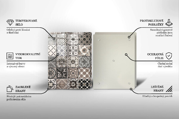 Kuchynská doska veľká zo skla Dekoratívne dlaždice