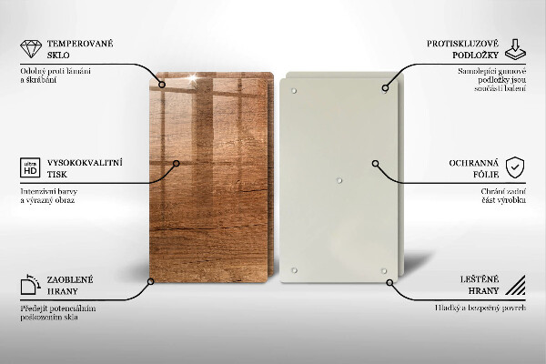 Kuchynská doska veľká zo skla Textúra dreva