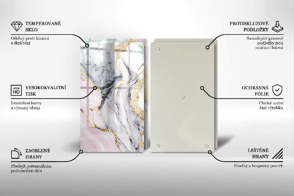 Sklenená doska na krájanie Pastelový mramor