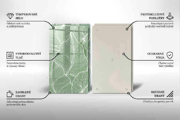 Sklenená doska na krájanie Lineárne listy