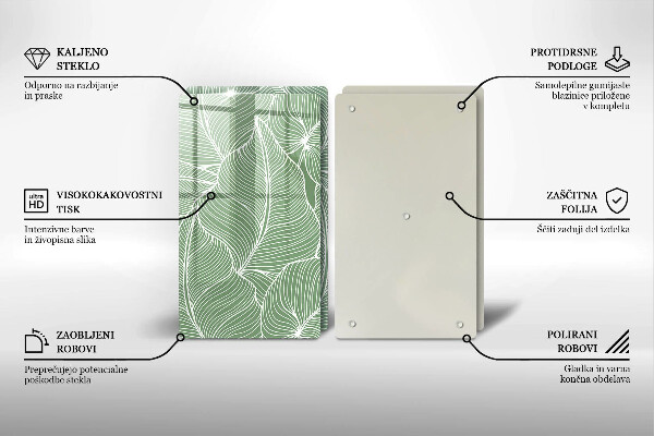 Sklenená doska na krájanie Lineárne listy