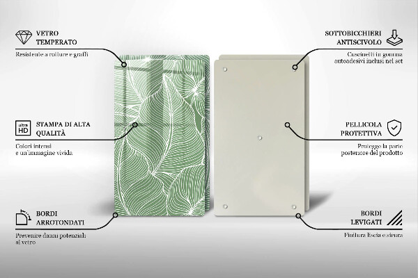 Sklenená doska na krájanie Lineárne listy