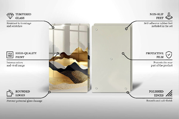 Sklenená doska na krájanie Abstraktné zlaté hory