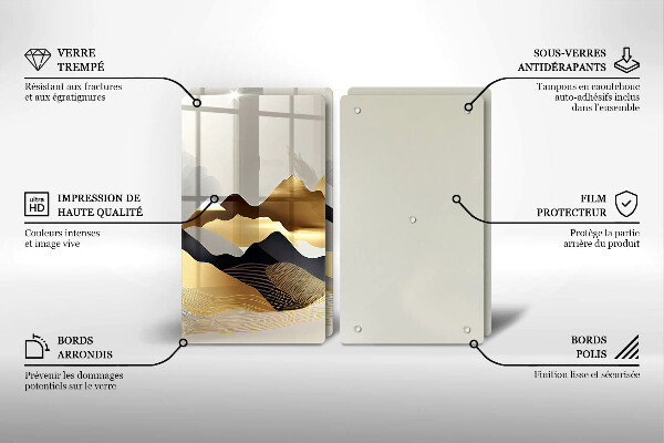 Sklenená doska na krájanie Abstraktné zlaté hory