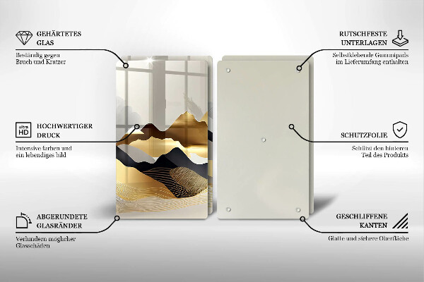 Sklenená doska na krájanie Abstraktné zlaté hory