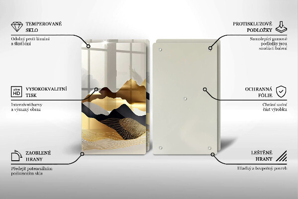 Sklenená doska na krájanie Abstraktné zlaté hory