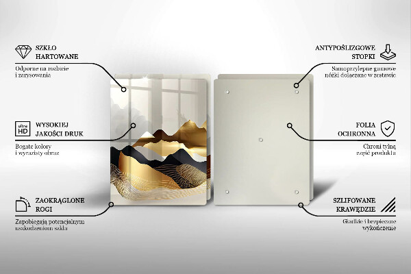 Sklenená doska na krájanie Abstraktné zlaté hory