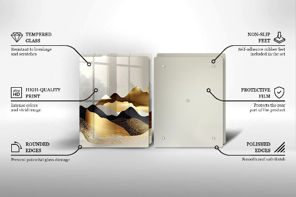 Sklenená doska na krájanie Abstraktné zlaté hory