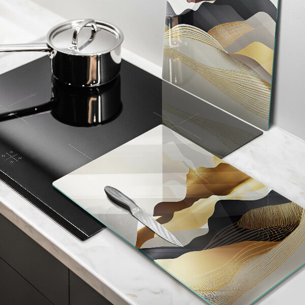 Sklenená doska na krájanie Abstraktné zlaté hory