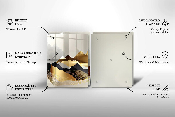 Sklenená doska na krájanie Abstraktné zlaté hory