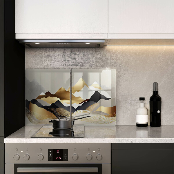 Sklenená doska na krájanie Abstraktné zlaté hory