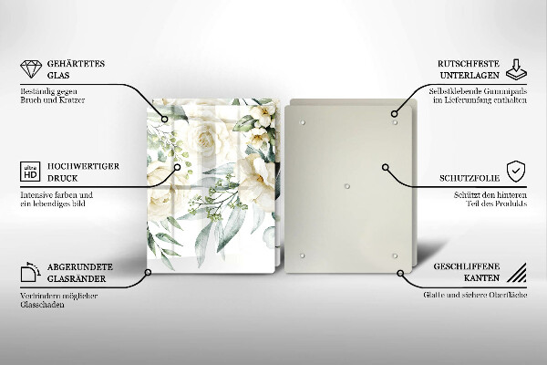 Sklenená doska na krájanie Akvarelové kvety