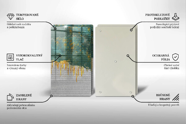 Sklenená doska na krájanie Abstrakcia so zlatom