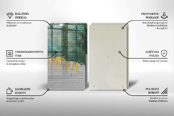 Sklenená doska na krájanie Abstrakcia so zlatom