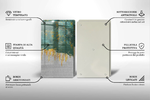 Sklenená doska na krájanie Abstrakcia so zlatom