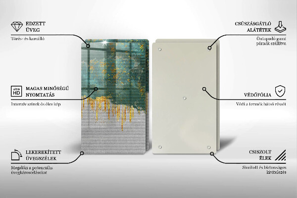 Sklenená doska na krájanie Abstrakcia so zlatom