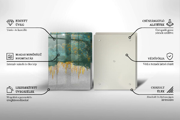 Sklenená doska na krájanie Abstrakcia so zlatom