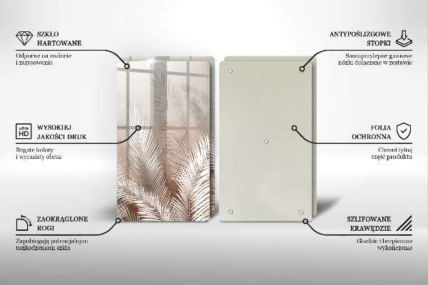 Sklenená doska na krájanie Boho vegetačné listy