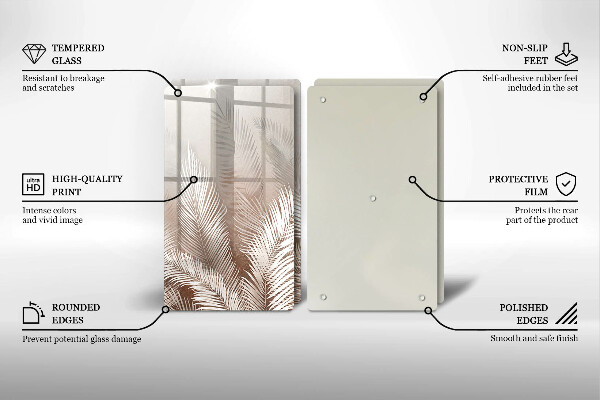 Sklenená doska na krájanie Boho vegetačné listy