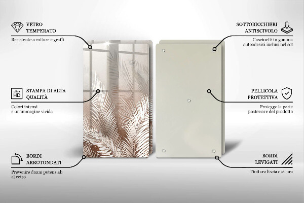 Sklenená doska na krájanie Boho vegetačné listy