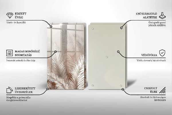 Sklenená doska na krájanie Boho vegetačné listy