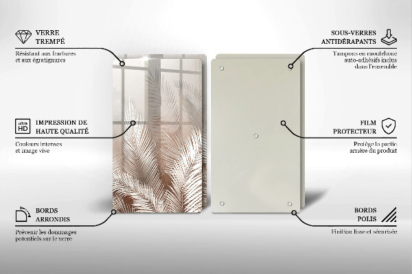 Sklenená doska na krájanie Boho vegetačné listy