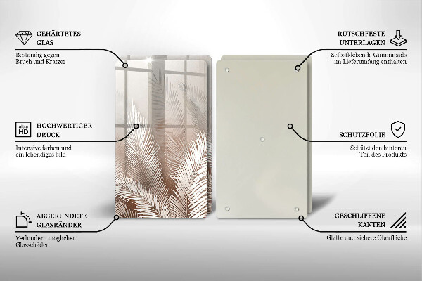 Sklenená doska na krájanie Boho vegetačné listy