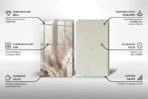 Sklenená doska na krájanie Boho vegetačné listy