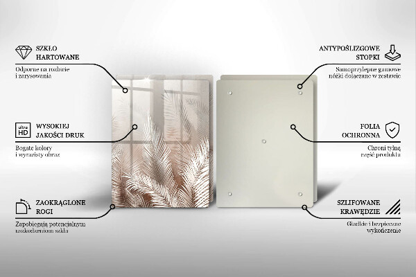 Sklenená doska na krájanie Boho vegetačné listy