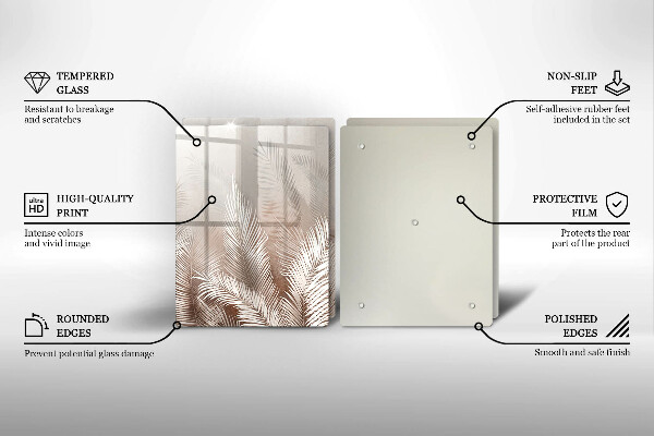 Sklenená doska na krájanie Boho vegetačné listy