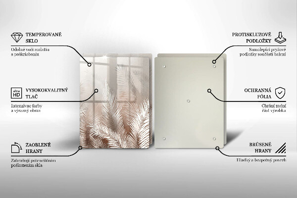 Sklenená doska na krájanie Boho vegetačné listy