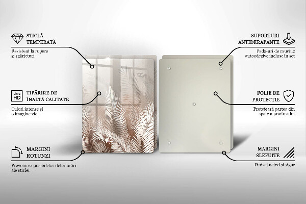 Sklenená doska na krájanie Boho vegetačné listy