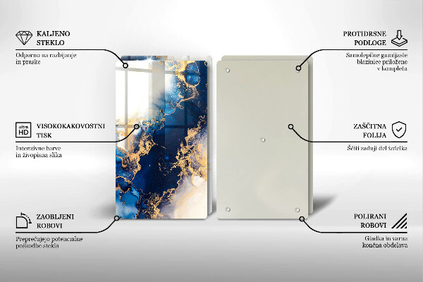 Sklenená doska na krájanie Abstrakcia s modrou