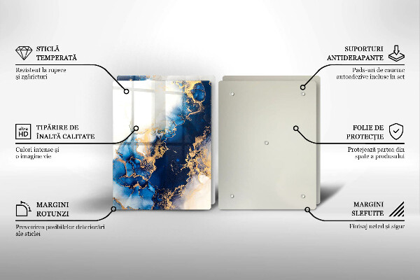 Sklenená doska na krájanie Abstrakcia s modrou