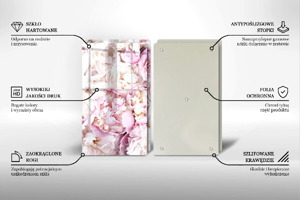 Sklenená doska na krájanie Pivoňková kytica