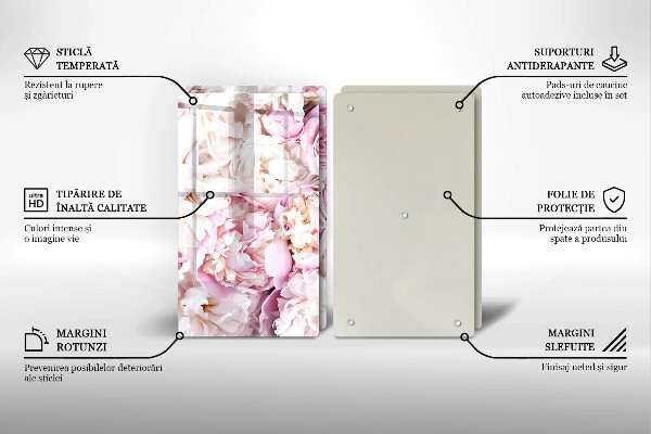 Sklenená doska na krájanie Pivoňková kytica