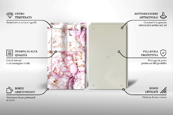 Sklenená doska na krájanie Pivoňková kytica