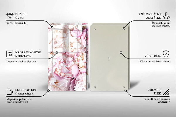 Sklenená doska na krájanie Pivoňková kytica