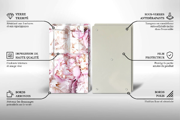 Sklenená doska na krájanie Pivoňková kytica