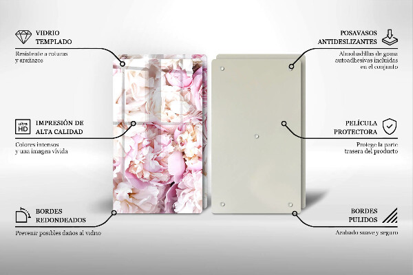 Sklenená doska na krájanie Pivoňková kytica