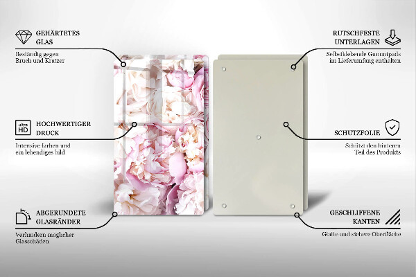 Sklenená doska na krájanie Pivoňková kytica