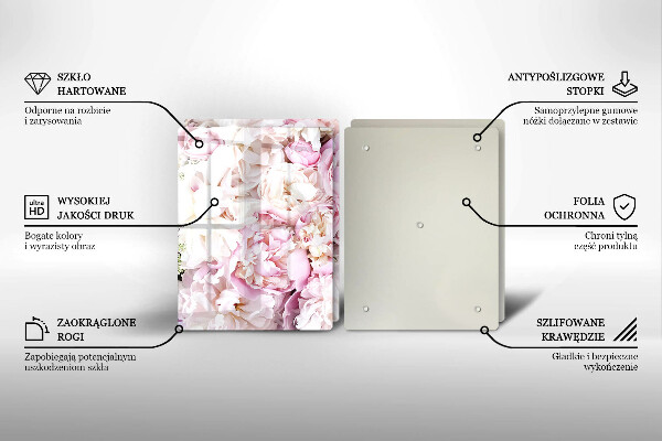 Sklenená doska na krájanie Pivoňková kytica