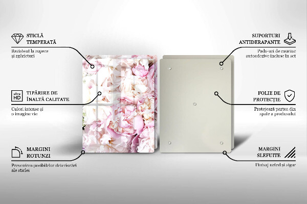 Sklenená doska na krájanie Pivoňková kytica