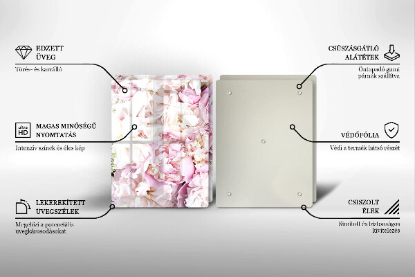 Sklenená doska na krájanie Pivoňková kytica