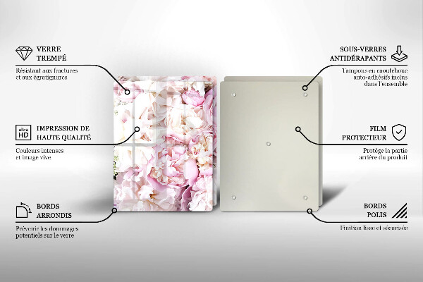 Sklenená doska na krájanie Pivoňková kytica