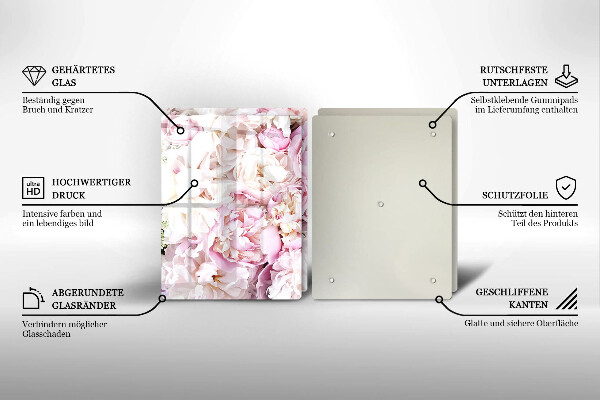 Sklenená doska na krájanie Pivoňková kytica