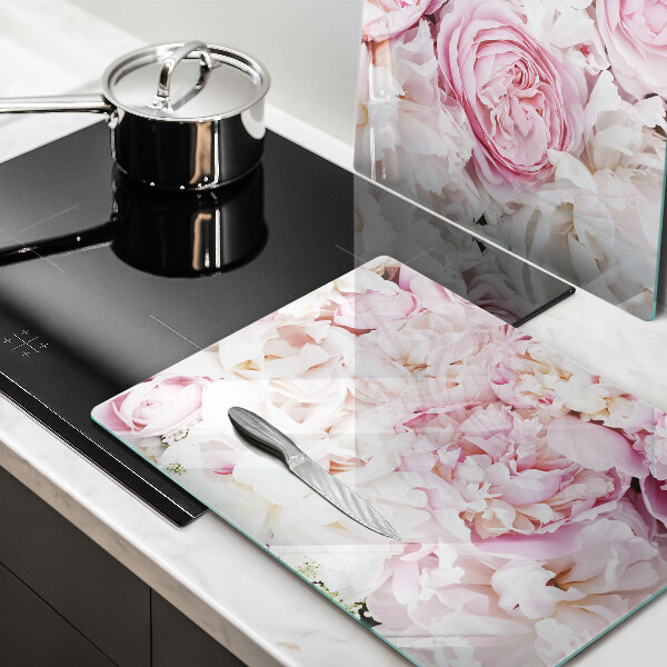 Sklenená doska na krájanie Pivoňková kytica