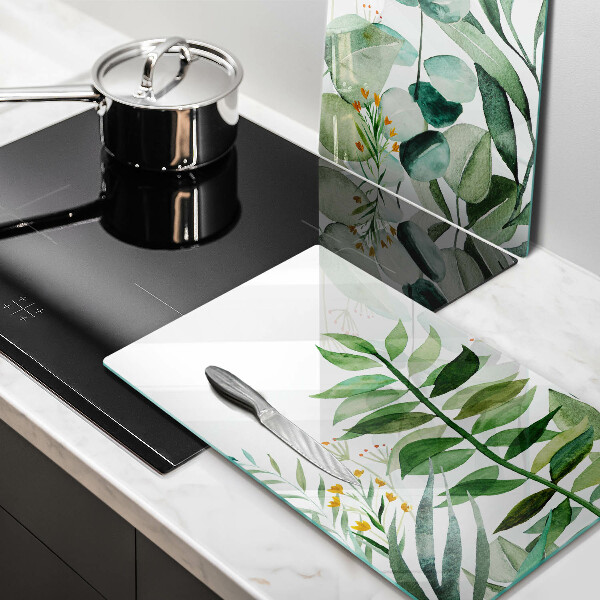 Sklenená doska na krájanie Ilustrácia listov rastlín