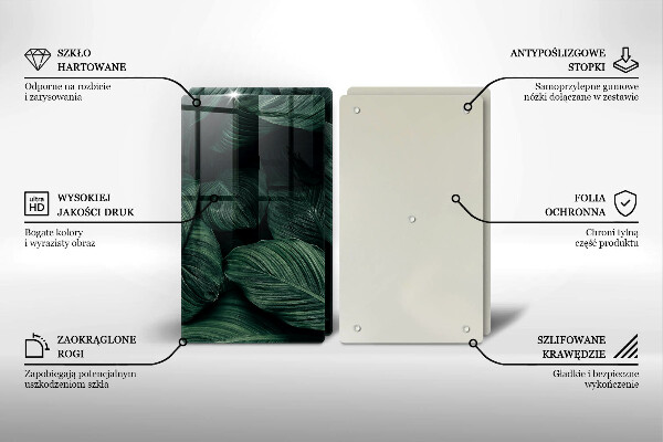 Sklenená doska na krájanie Tmavé listy